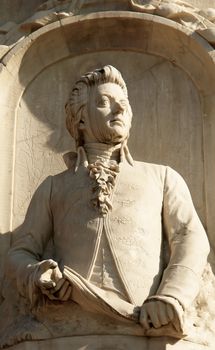 Mozart statue in Tiergarten center city park, Berlin, Germany.
