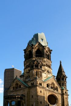 Ruins of Kaiser Wilhelm Memorial Church in Berlin destroyed by Allied bombing and preserved as memorial, Berlin, Germany