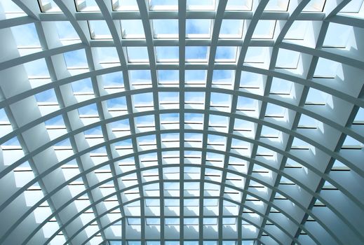 Geometric pattern ceiling of office building 