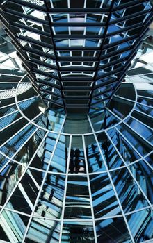 Modern dome of Reichstag Detail (Germany's parliament building) in Berlin. Design by architect Norman Foster