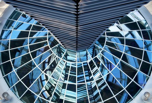 Modern dome of Reichstag Detail (Germany's parliament building) in Berlin. Design by architect Norman Foster