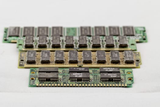 Many different computer memory modules (RAM, SD, DDR, EPROM)