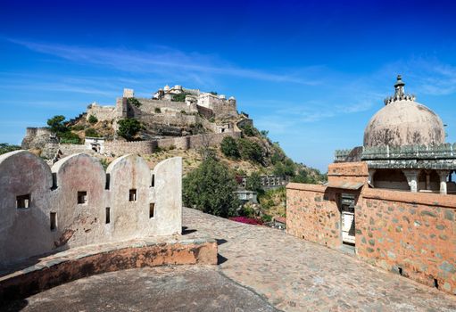 Kumbhalgarh fort, Rajasthan, India.  Kumbhalgarh is a Mewar fortress in the Rajsamand District of Rajasthan state in western India and is known world wide for its great history.