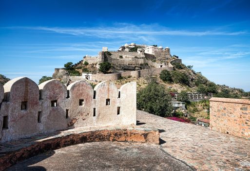 Kumbhalgarh fort, Rajasthan, India.  Kumbhalgarh is a Mewar fortress in the Rajsamand District of Rajasthan state in western India and is known world wide for its great history.