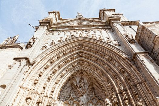 Entrance in cathedral, de Toledo structured in gothic sytle in Toledo, Spain