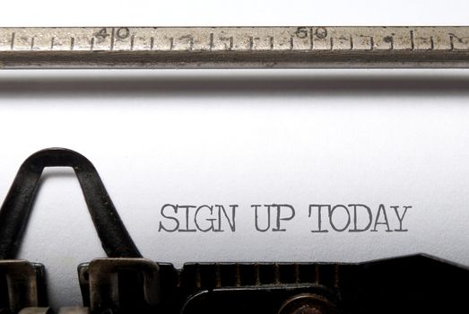 Sign up printed on a typewriter 