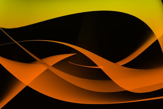 Yellow and orange abstract with wavy and curve on dark background