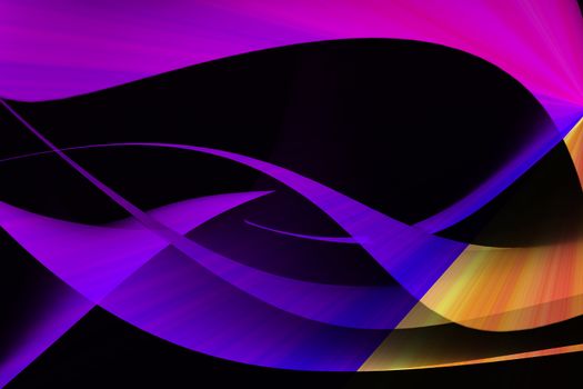 colorful abstract with wavy and curve on dark background