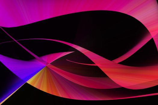 colorful abstract with wavy and curve on dark background