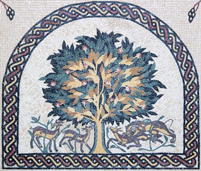 Antique Byzantine Christian mosaic portrait