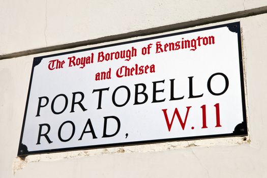 Street sign for the famous Portobello Road in London.