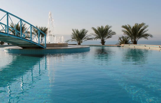 Hotel resort pool detail, Dead Sea. Jordan 