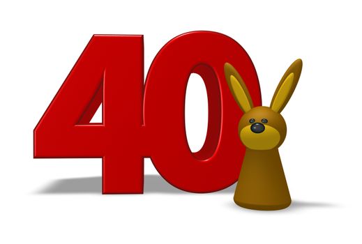 number forty and rabbit - 3d illustration