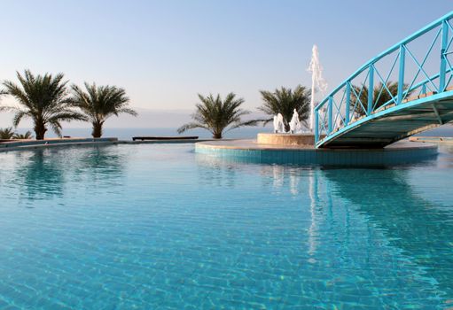 Hotel resort pool detail, Dead Sea. Jordan 