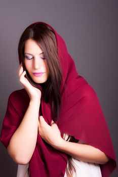 portrait of fashion model wearing a veil