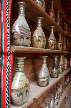 Tradicional desert botlle sand art, made as souvenir in Jordan.