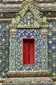 Beautiful mosaic window in Thai public temple.
