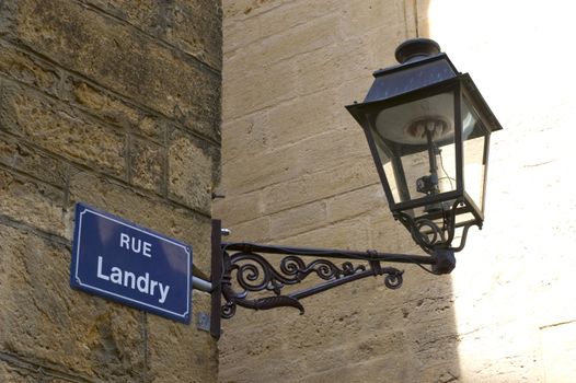 Plate Landry Street and public lighting lantern