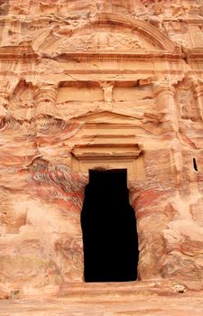 Royal Tomb in the lost rock city of Petra, Jordan. Petra's temples, tombs, theaters and other buildings are scattered over 400 square miles. UNESCO world heritage site 