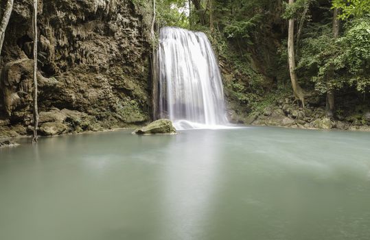 Waterfall in tropical forest at Erawan national park Kanchanaburi province, Thailand