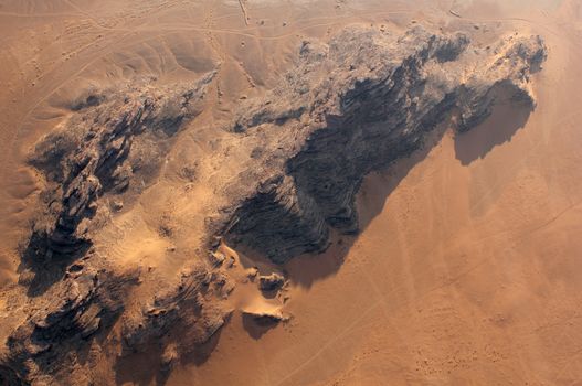 Wadi Rum Desert beautiful landscape from above. Jordan.