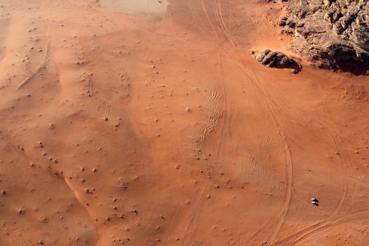 Wadi Rum Desert beautiful landscape from above. Jordan.