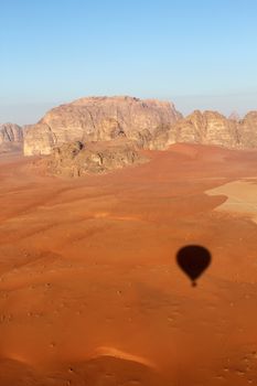 Wadi Rum Desert beautiful landscape from above. Jordan.