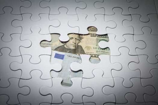 white jigsaw puzzle concept