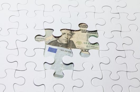 white jigsaw puzzle concept