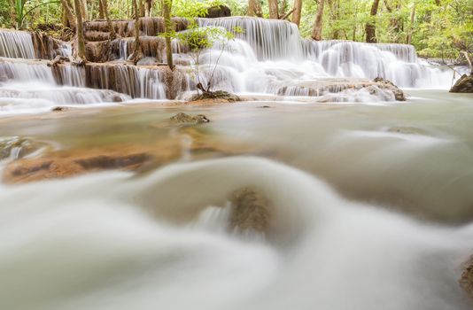 Huai Mae Kamin Waterfall in Kanchanaburi Province, Thailand