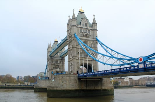 Famous London Tower Bridge, above Thames River, UK