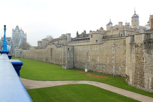 The Tower of London, ancient city center, medieval castle and prison. London, UK.