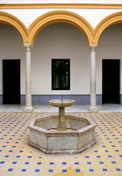 Water feature at the Real Alcazar Moorish Palace in Seville, Spain