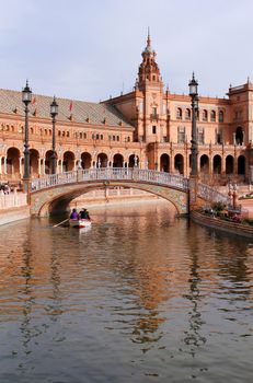 Famous Plaza de Espana, Sevilla, Spain. Old city landmark.