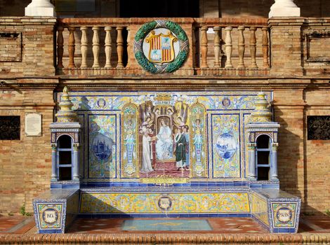 Famous Plaza de Espana, Sevilla, Spain. Old city landmark. 