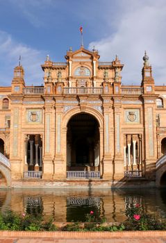 Famous Plaza de Espana, Sevilla, Spain. Old city landmark. 