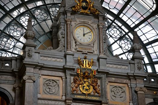Detail of the inside of the Railway station of Antwerp.