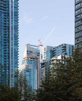 Construction of new high rise apartment buildings in Toronto rapidly changing the skyline of the Ontario city