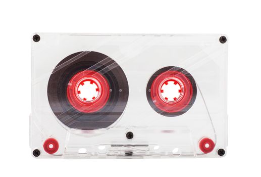 Single audio cassette over white background