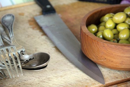 green olives in a bowl