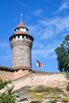 Sinwell Tower or Sinwellturm at Nuremberg Imperial Castle or Nürnberg Kaiserburg, in Franconia, Bavaria, Germany.