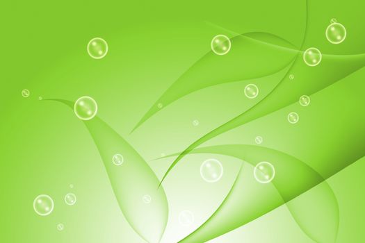 Green abstract design with wavy and bubble background