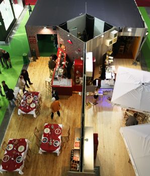 People visit Made in Italy food productions at Tuttofood 2013, World Food Exhibition during Food Week in Milano, Italy.