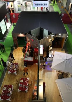 People visit Made in Italy food productions at Tuttofood 2013, World Food Exhibition during Food Week in Milano, Italy.