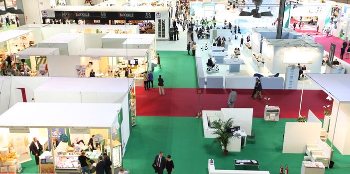 People visit Made in Italy food productions at Tuttofood 2013, World Food Exhibition during Food Week in Milano, Italy.