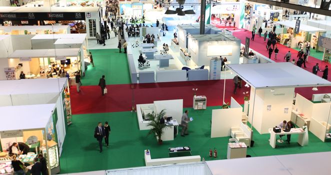 People visit Made in Italy food productions at Tuttofood 2013, World Food Exhibition during Food Week in Milano, Italy.