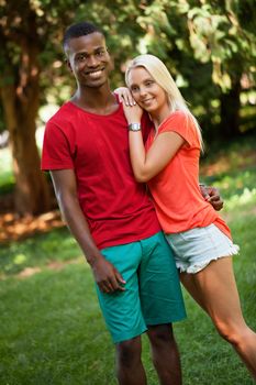 young couple in love summertime fun happiness romance outdoor colorful