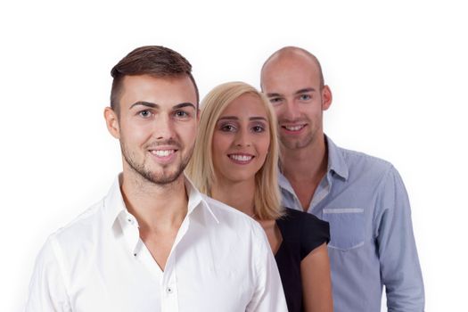 happy people business team group together isolated on white background