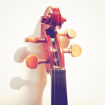 Details of violin head with retro filter effect