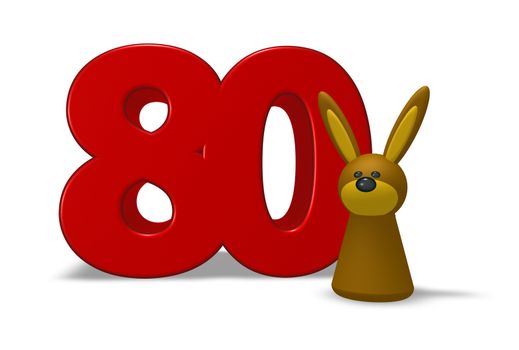 number eighty and rabbit - 3d illustration
